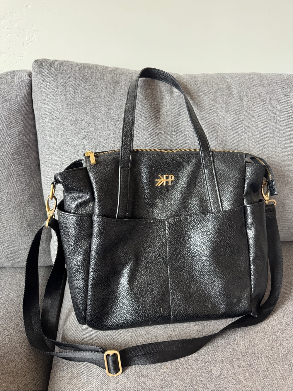Freshly Picked Black Tote with Gold Hardware